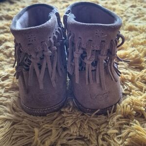 UGG Tan Moccasin Fringe Shoes